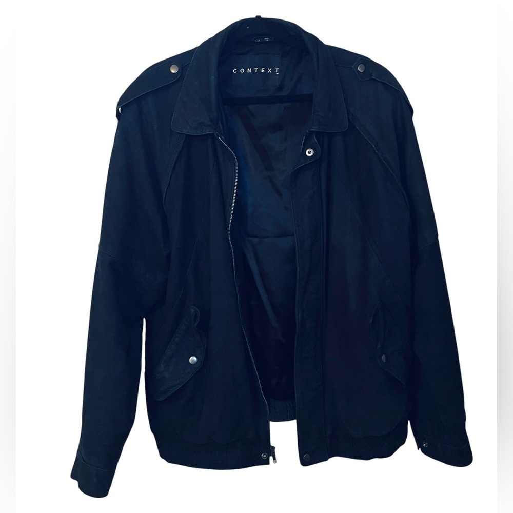 Vintage Context black leather bomber jacket men’s size 44T